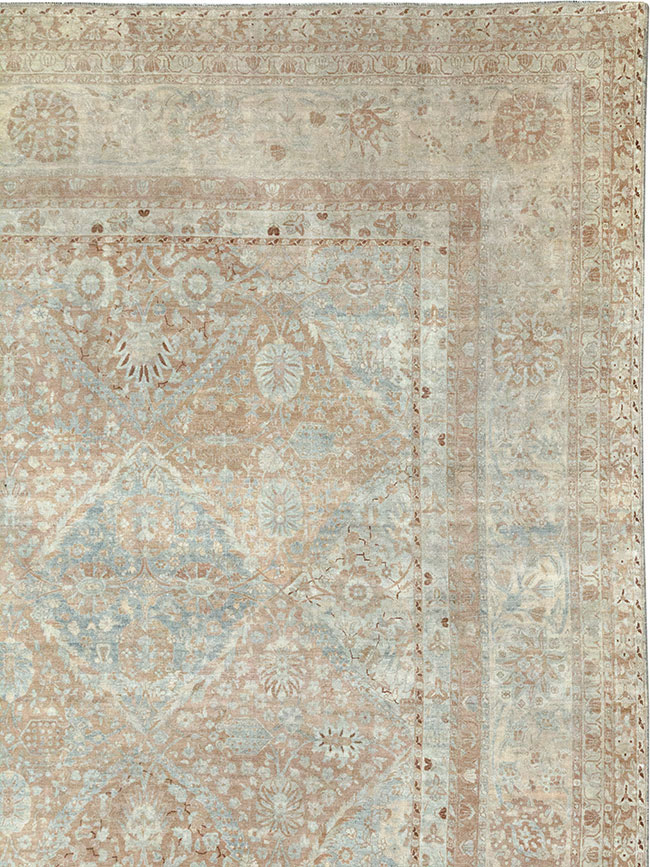 Antique Persian Lavar Kerman Large Square Room Size Carpet, No.33185 - Staging