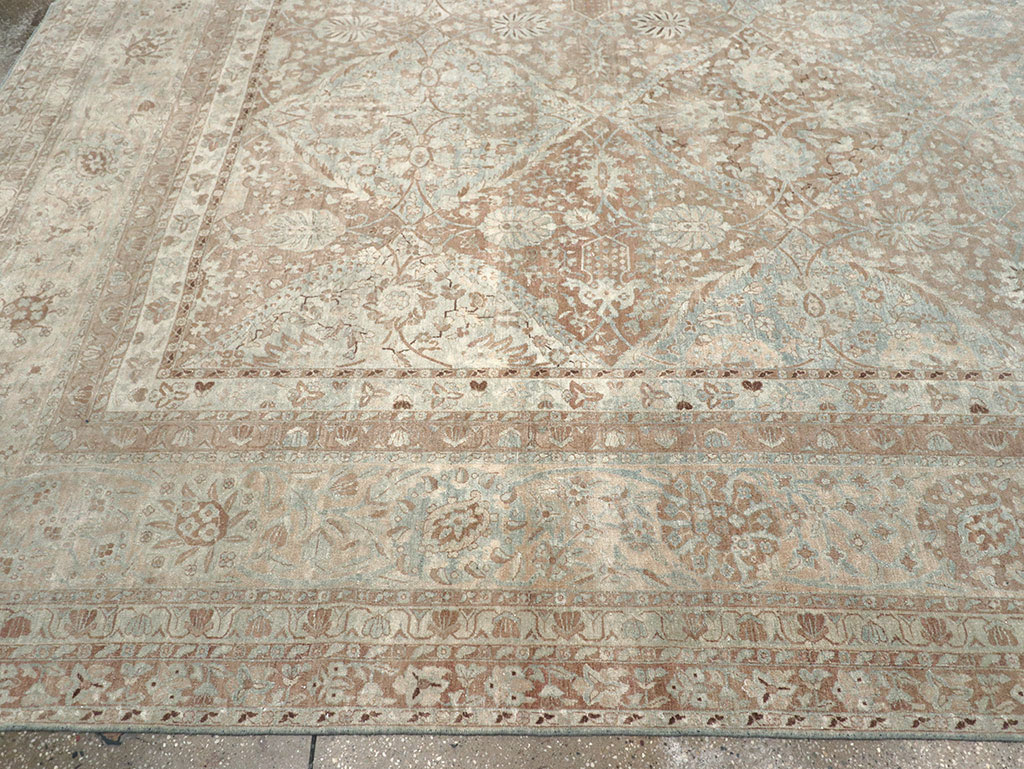Antique Persian Lavar Kerman Large Square Room Size Carpet, No.33185 - Staging