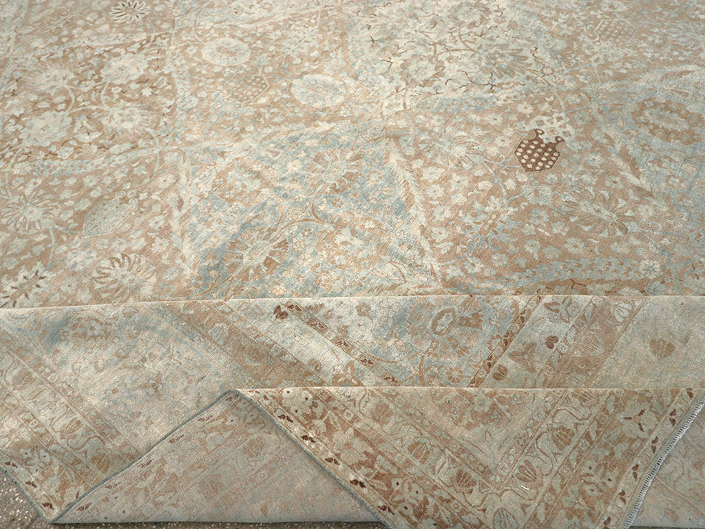 Antique Persian Lavar Kerman Square Large Room Size Carpet, No.33185 - Staging