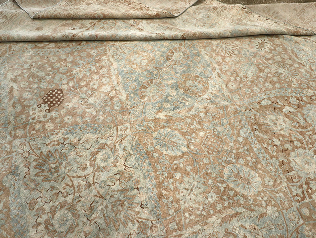 Antique Persian Lavar Kerman Square Large Room Size Carpet, No.33185 - Staging