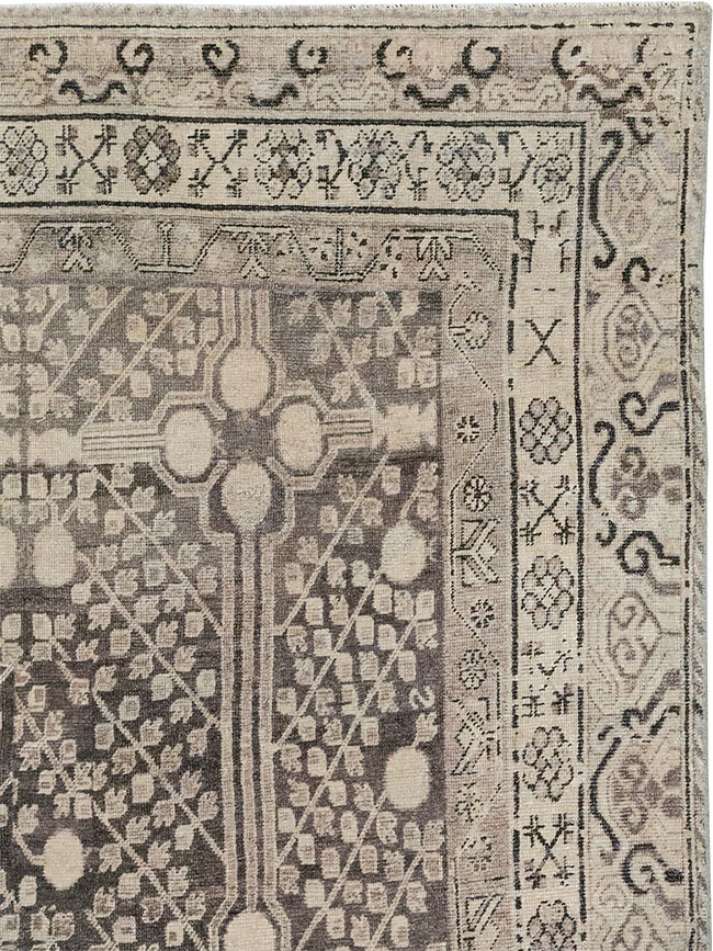 Antique East Turkestan Khotan Accent Rug, No.33189 - Staging