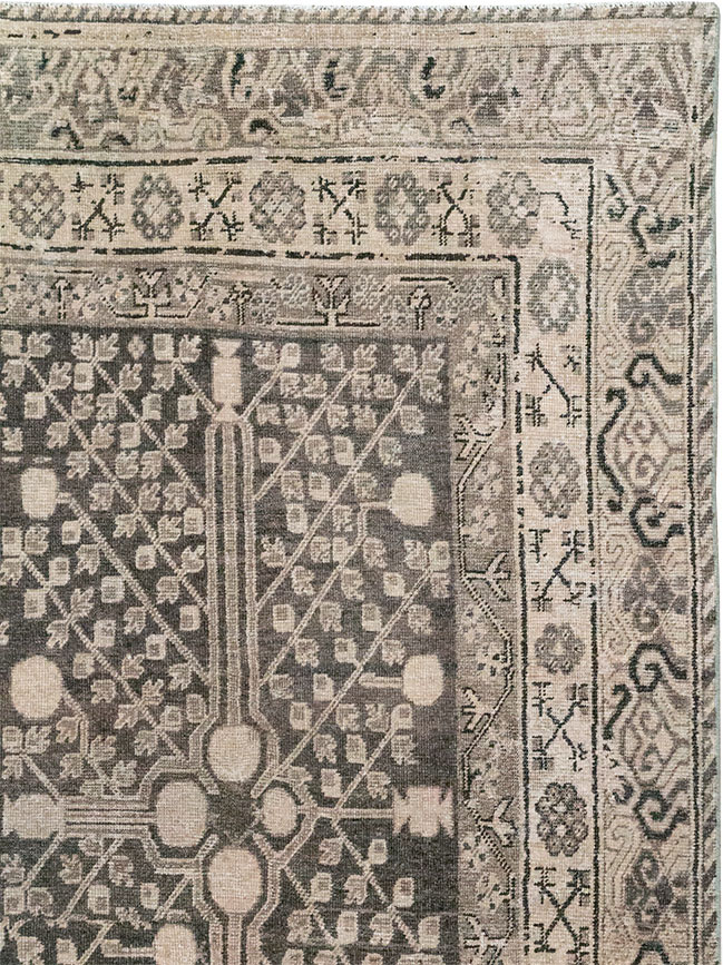 Antique East Turkestan Khotan Accent Rug, No.33189 - Staging