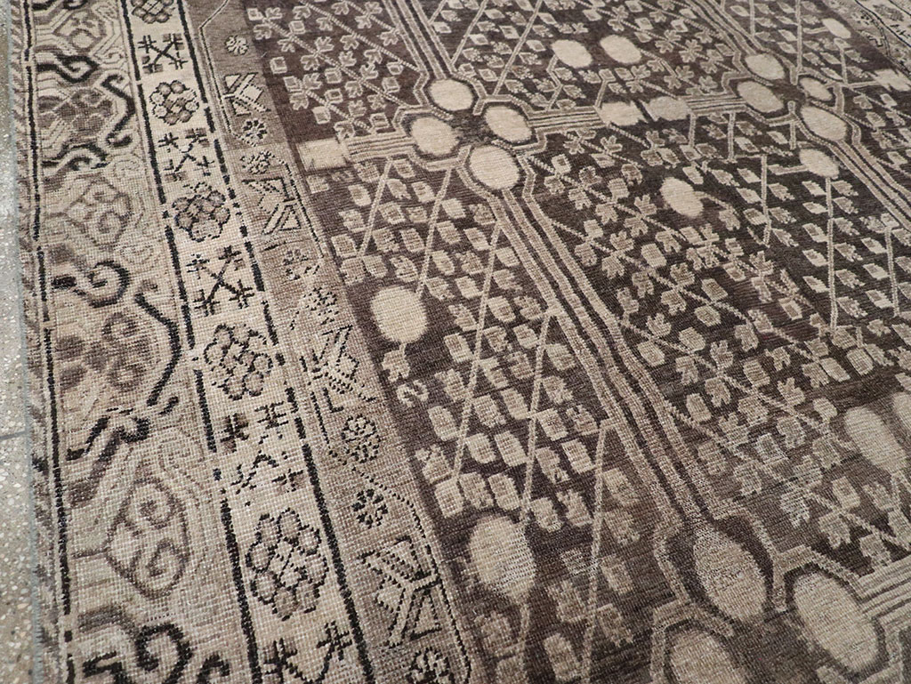Antique East Turkestan Khotan Accent Rug, No.33189 - Staging