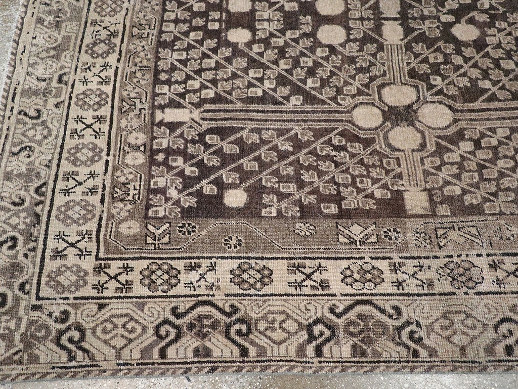 Antique East Turkestan Khotan Accent Rug, No.33189 - Staging