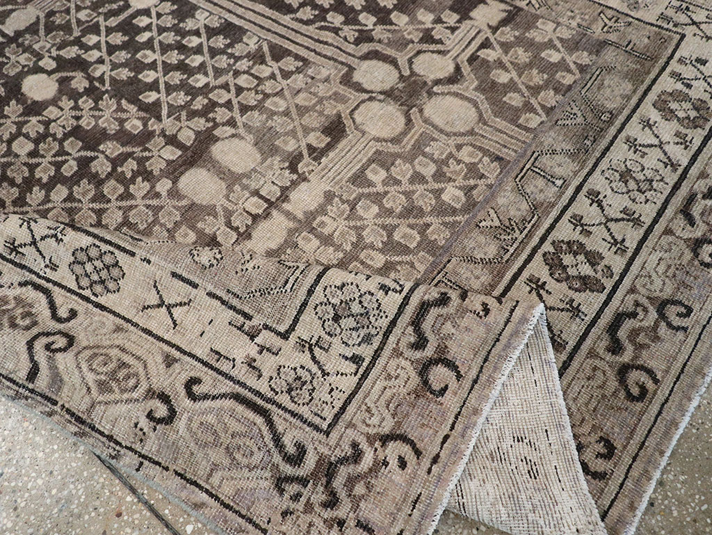 Antique East Turkestan Khotan Accent Rug, No.33189 - Staging