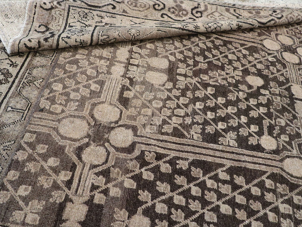 Antique East Turkestan Khotan Accent Rug, No.33189 - Staging