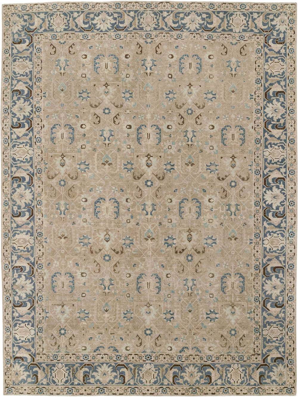 Antique Persian Tabriz Room Size Carpet, No.33190 - Staging