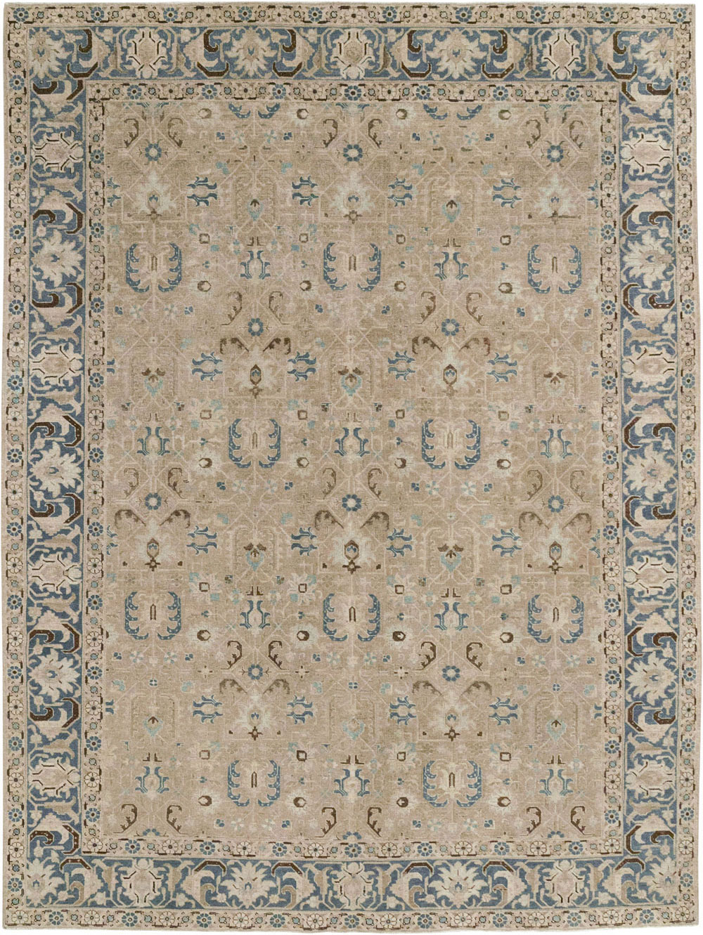 Antique Persian Tabriz Room Size Carpet, No.33190 - Staging