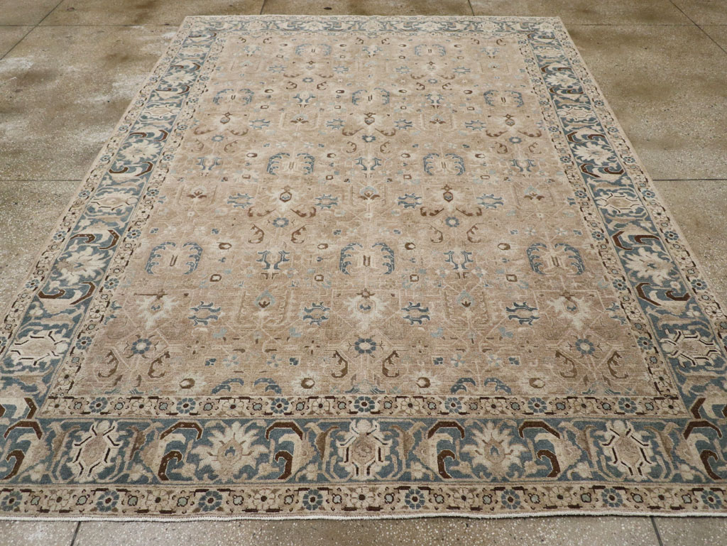 Antique Persian Tabriz Room Size Carpet, No.33190 - Staging