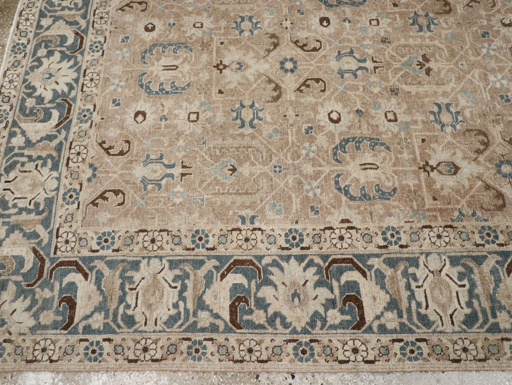 Antique Persian Tabriz Room Size Carpet, No.33190 - Staging