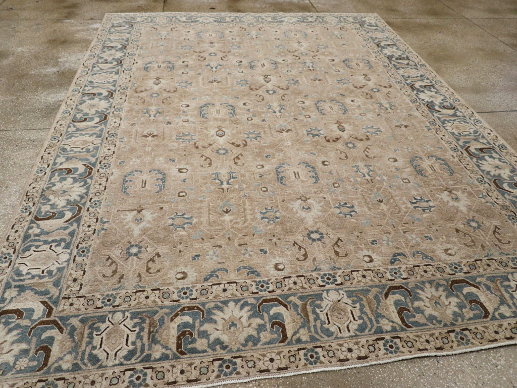 Antique Persian Tabriz Room Size Carpet, No.33190 - Staging