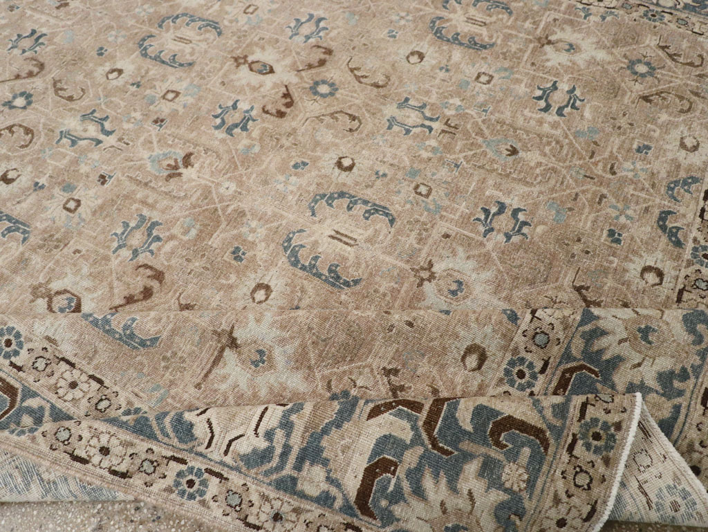 Antique Persian Tabriz Room Size Carpet, No.33190 - Staging