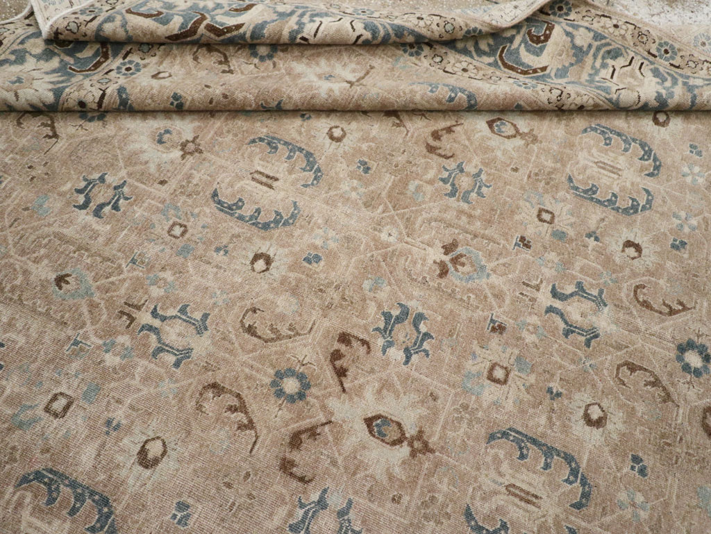 Antique Persian Tabriz Room Size Carpet, No.33190 - Staging