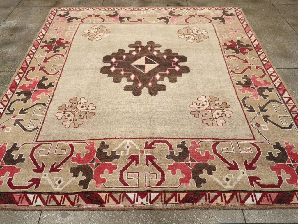 Vintage Turkish Anatolian Square Room Size Carpet, No.33197 - Staging