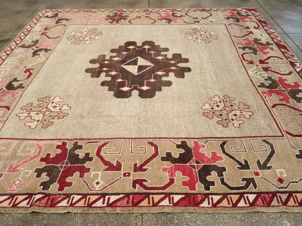 Vintage Turkish Anatolian Square Room Size Carpet, No.33197 - Staging