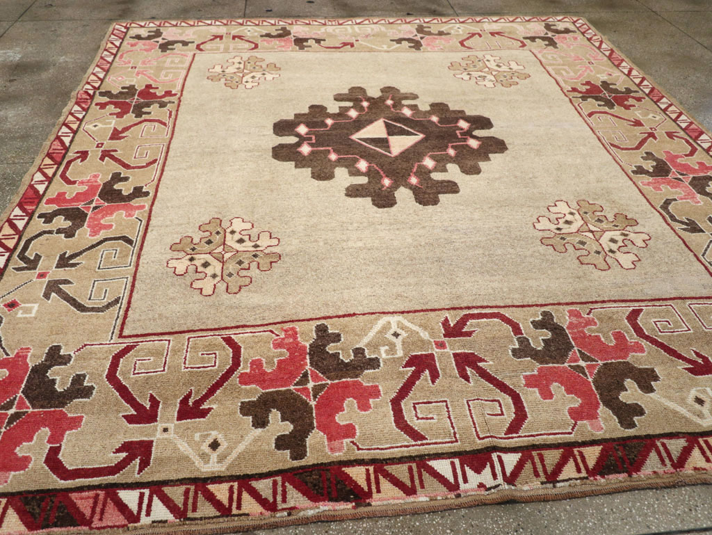 Vintage Turkish Anatolian Square Room Size Carpet, No.33197 - Staging
