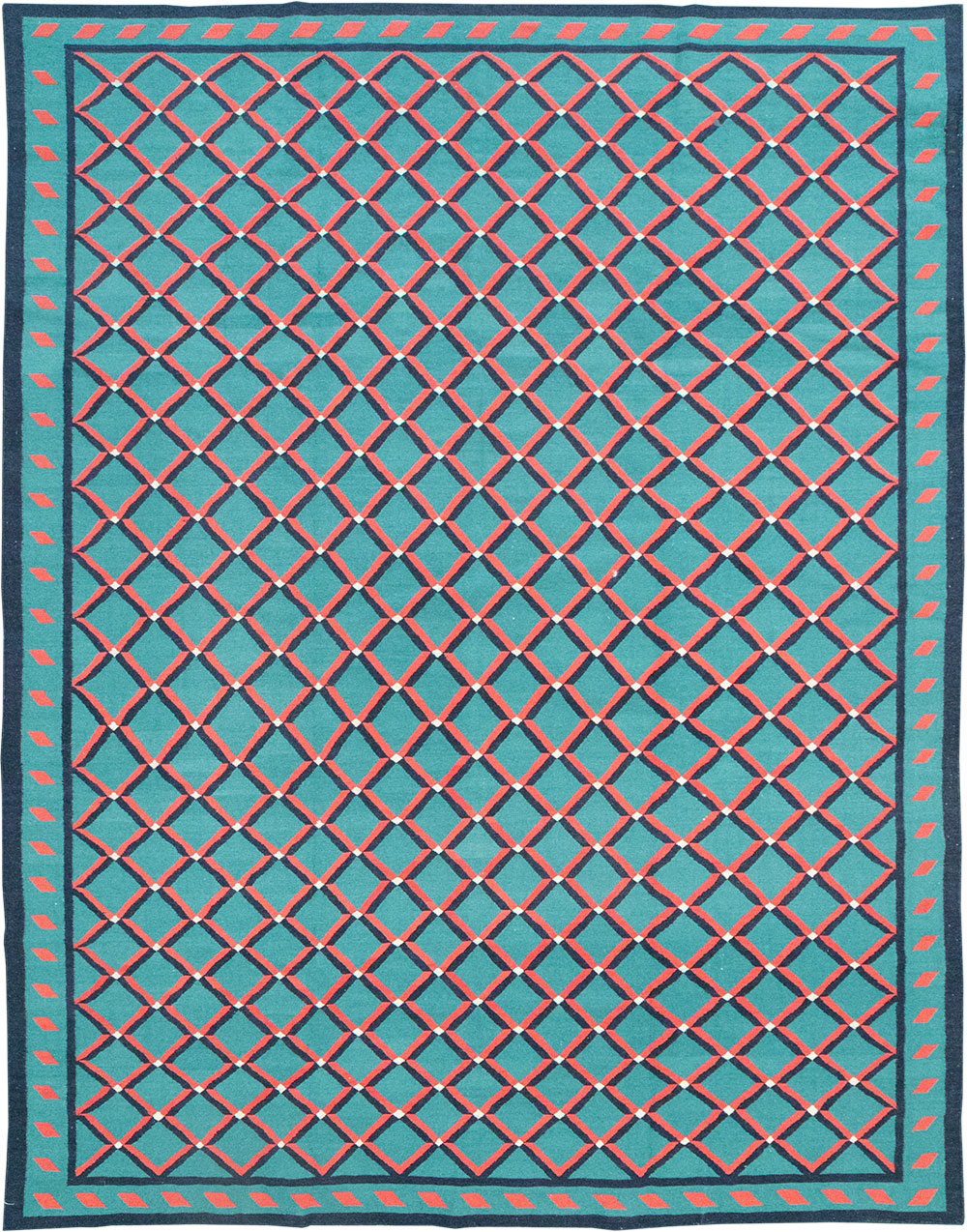 Modern Indian Flatweave Dhurrie Room Size Carpet, No.33202 - Staging