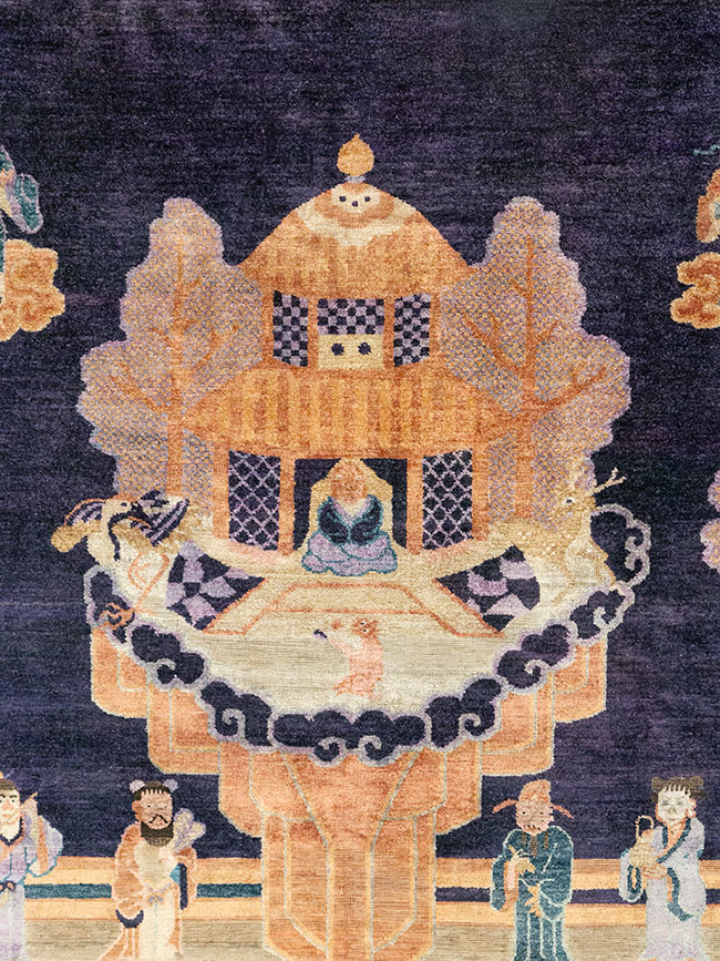 Antique Chinese Silk Pictorial Rug, No.33205 - Staging