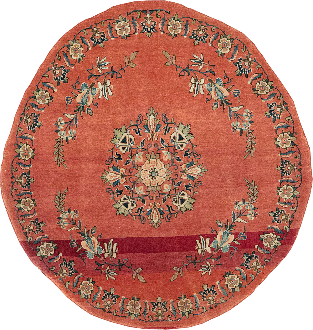 Antique Persian Kerman Round Rug, No.33206 - Staging
