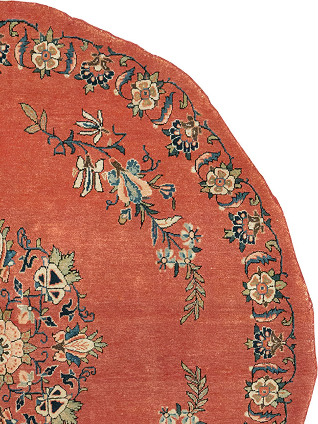 Antique Persian Kerman Round Rug, No.33206 - Staging