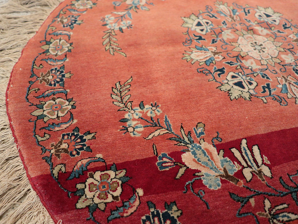 Antique Persian Kerman Round Rug, No.33206 - Staging