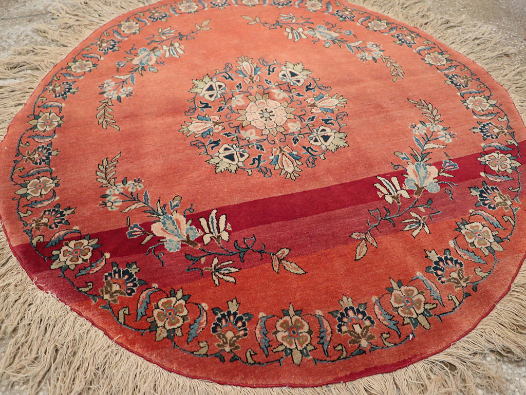 Antique Persian Kerman Round Rug, No.33206 - Staging