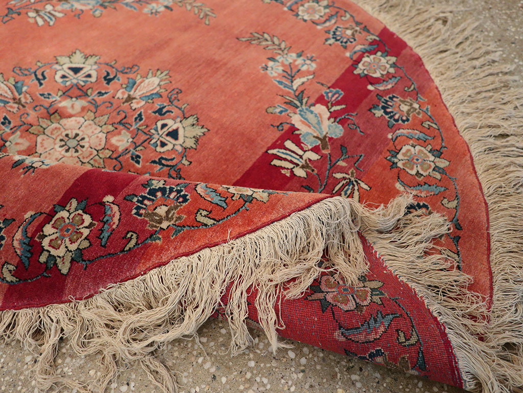 Antique Persian Kerman Round Rug, No.33206 - Staging