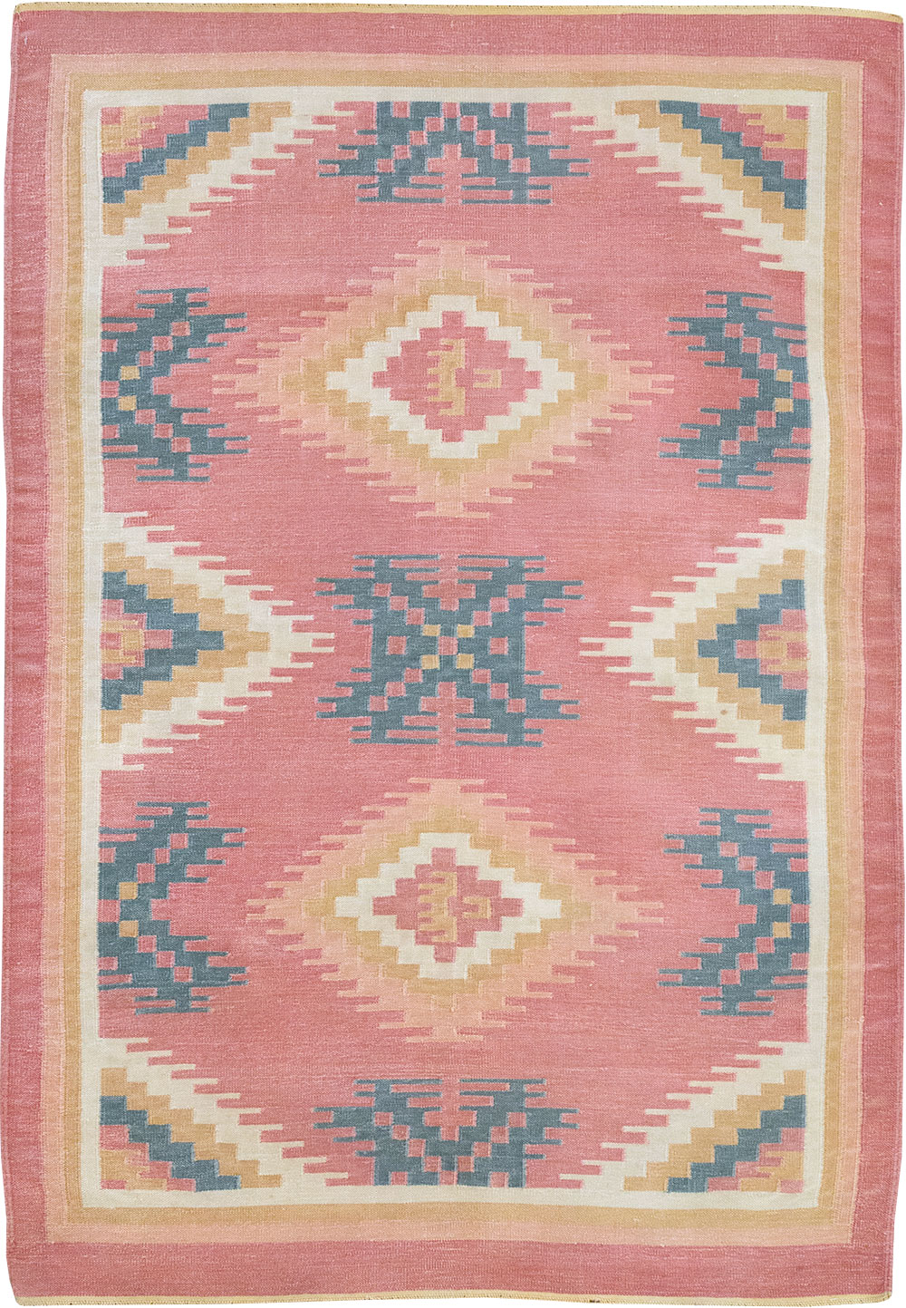 Vintage Indian Flatweave Dhurrie Accent Rug, No.33207 - Staging
