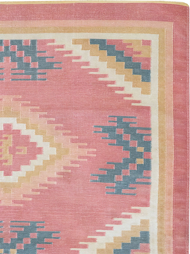 Vintage Indian Flatweave Dhurrie Accent Rug, No.33207 - Staging