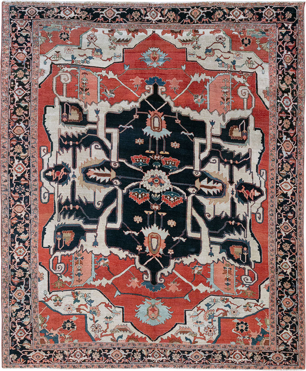 Antique Persian Serapi Room Size Carpet, No.33215 - Staging