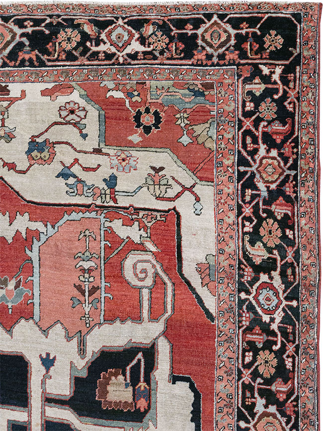 Antique Persian Serapi Room Size Carpet, No.33215 - Staging