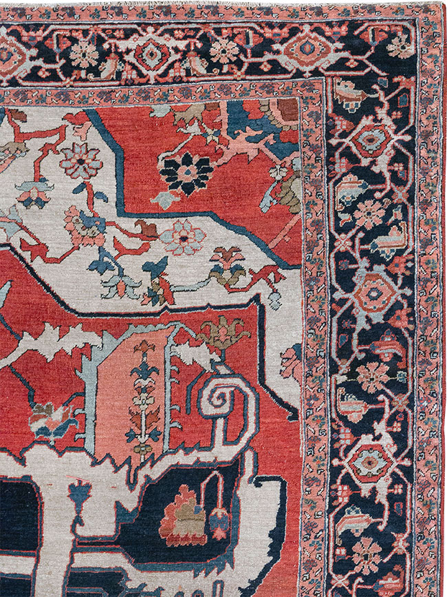 Antique Persian Serapi Room Size Carpet, No.33215 - Staging