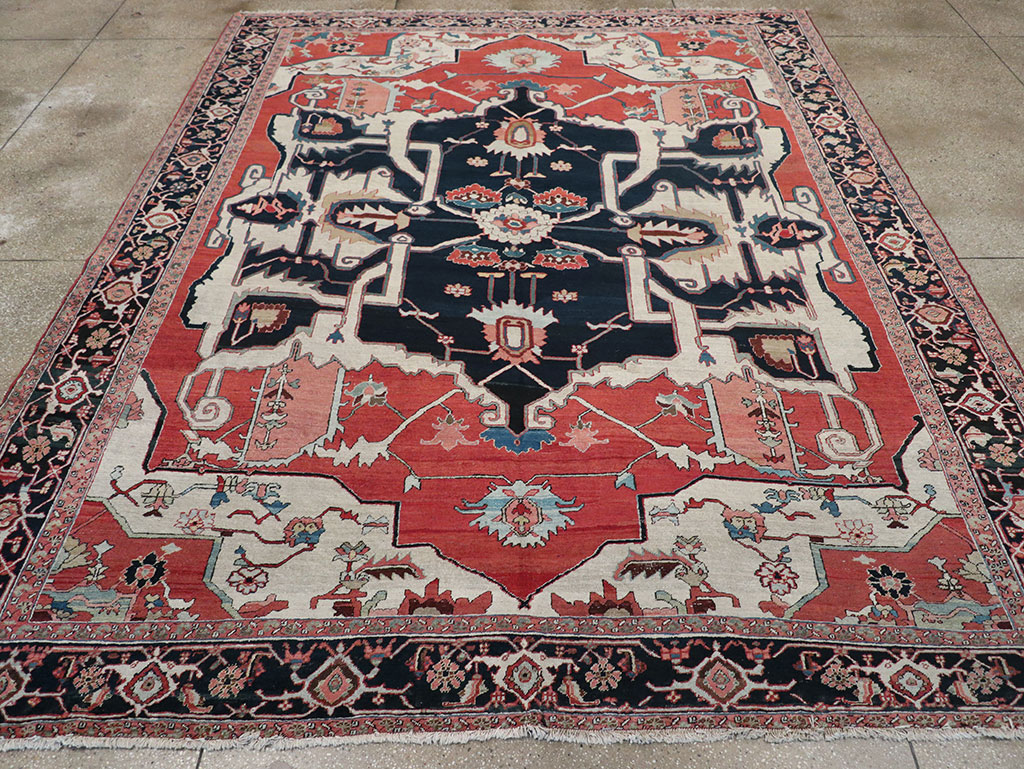 Antique Persian Serapi Room Size Carpet, No.33215 - Staging