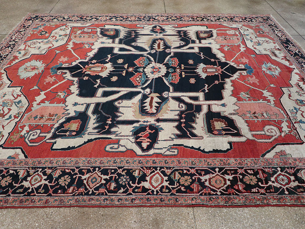 Antique Persian Serapi Room Size Carpet, No.33215 - Staging