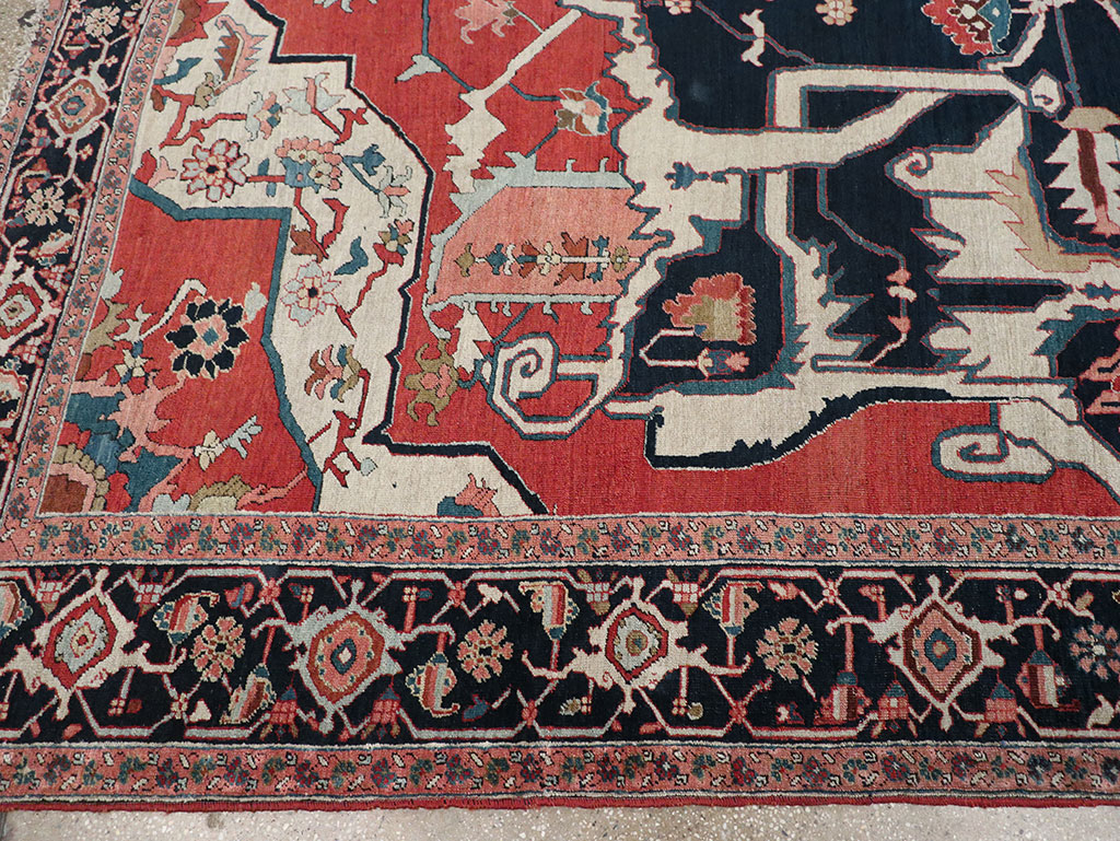 Antique Persian Serapi Room Size Carpet, No.33215 - Staging