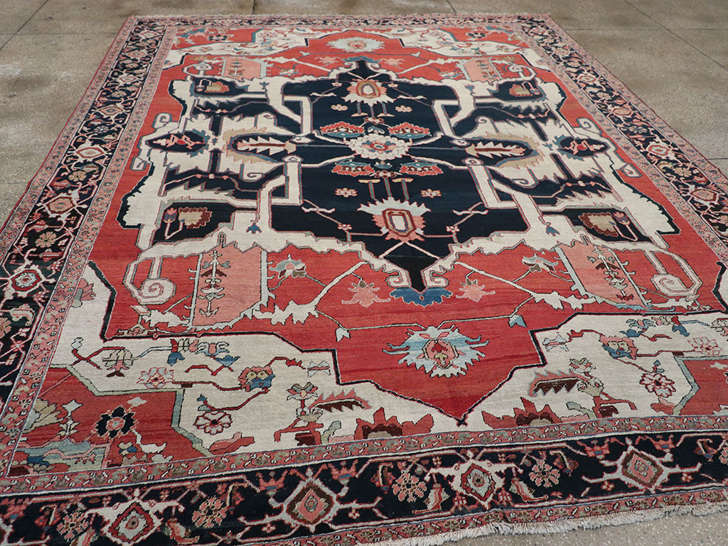 Antique Persian Serapi Room Size Carpet, No.33215 - Staging