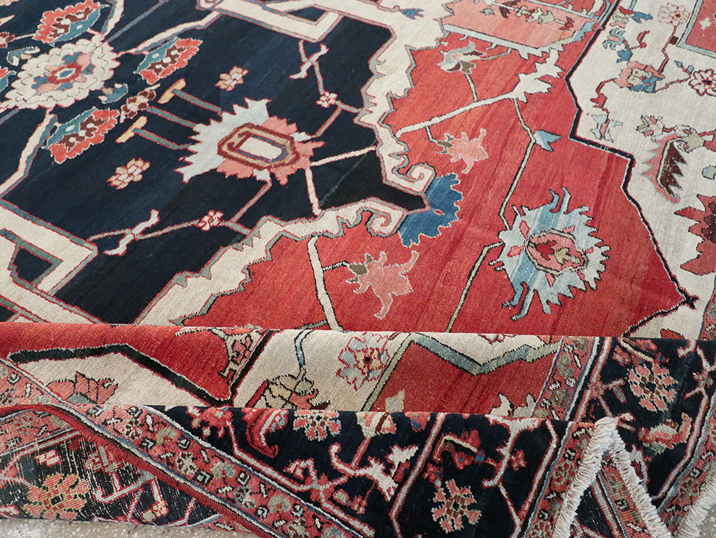 Antique Persian Serapi Room Size Carpet, No.33215 - Staging