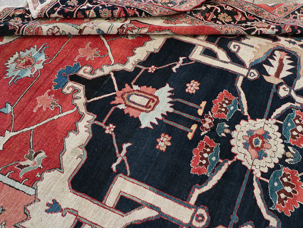 Antique Persian Serapi Room Size Carpet, No.33215 - Staging
