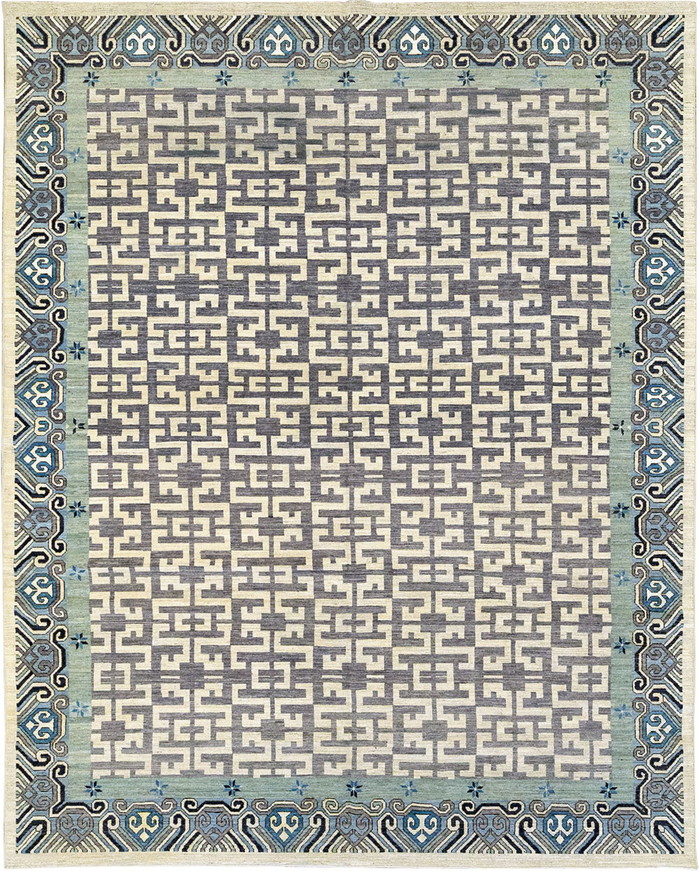 Modern East Turkestan Khotan Room Size Carpet, No.33216 - Staging