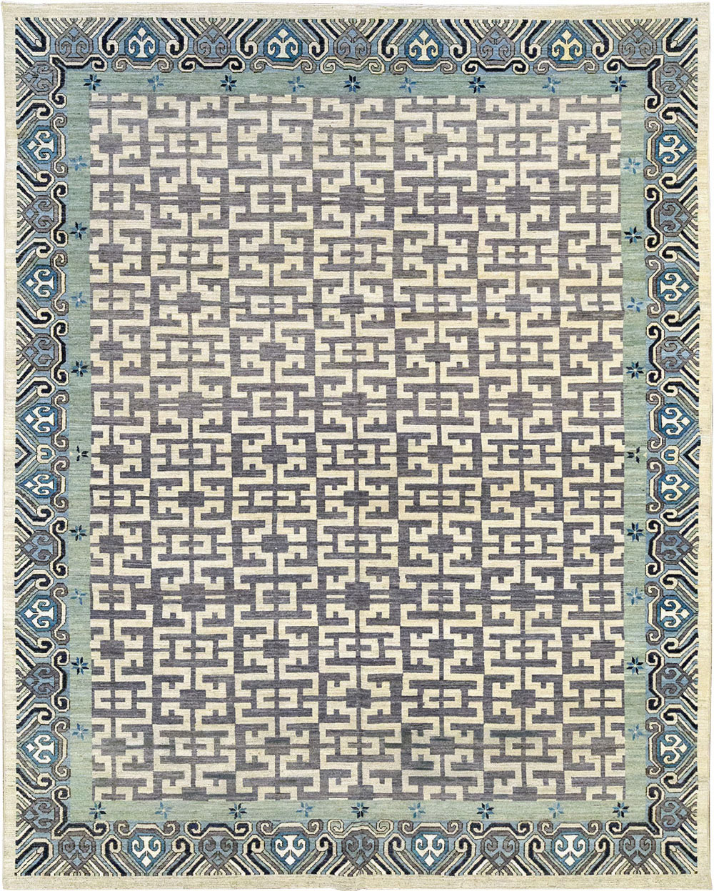 Modern East Turkestan Khotan Room Size Carpet, No.33216 - Staging