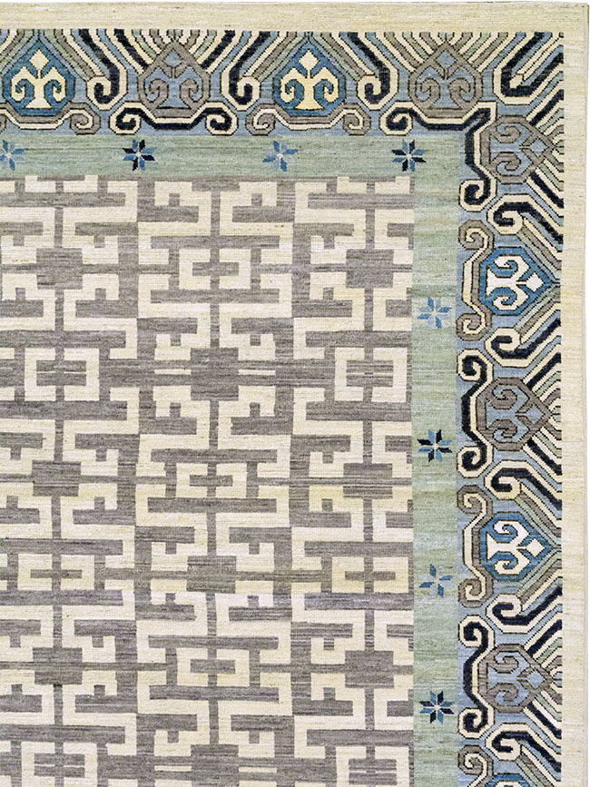 Modern East Turkestan Khotan Room Size Carpet, No.33216 - Staging