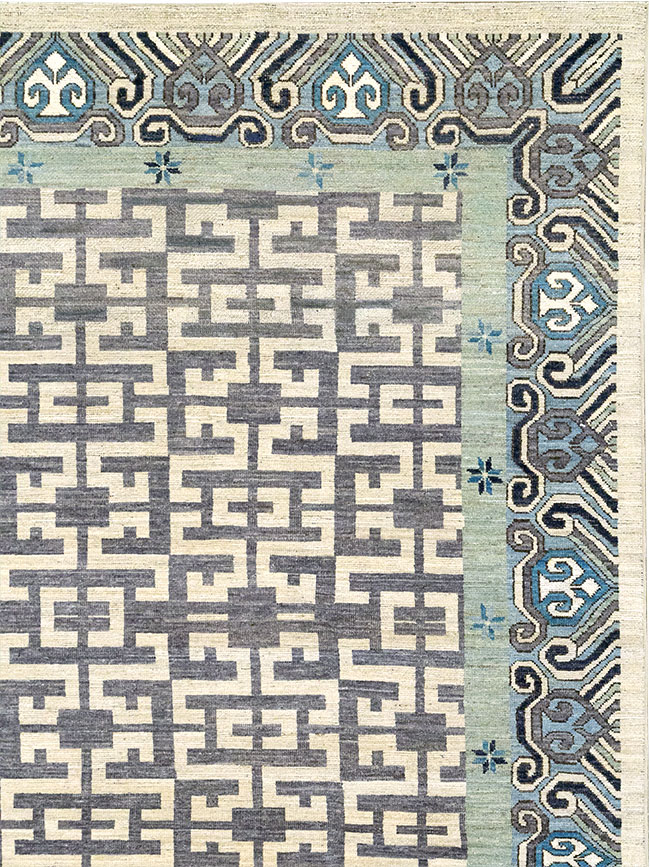 Modern East Turkestan Khotan Room Size Carpet, No.33216 - Staging