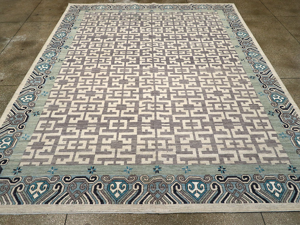 Modern East Turkestan Khotan Room Size Carpet, No.33216 - Staging