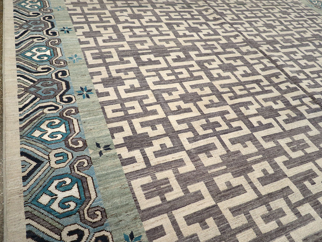 Modern East Turkestan Khotan Room Size Carpet, No.33216 - Staging