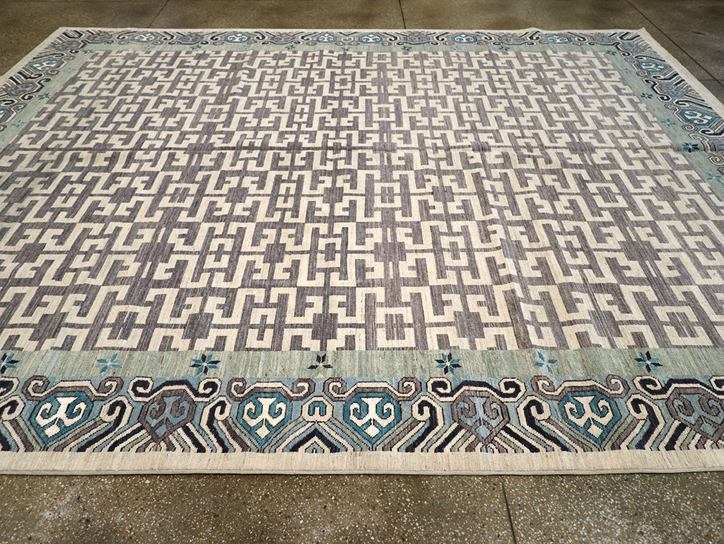 Modern East Turkestan Khotan Room Size Carpet, No.33216 - Staging