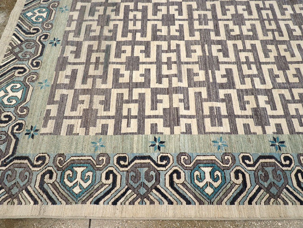 Modern East Turkestan Khotan Room Size Carpet, No.33216 - Staging