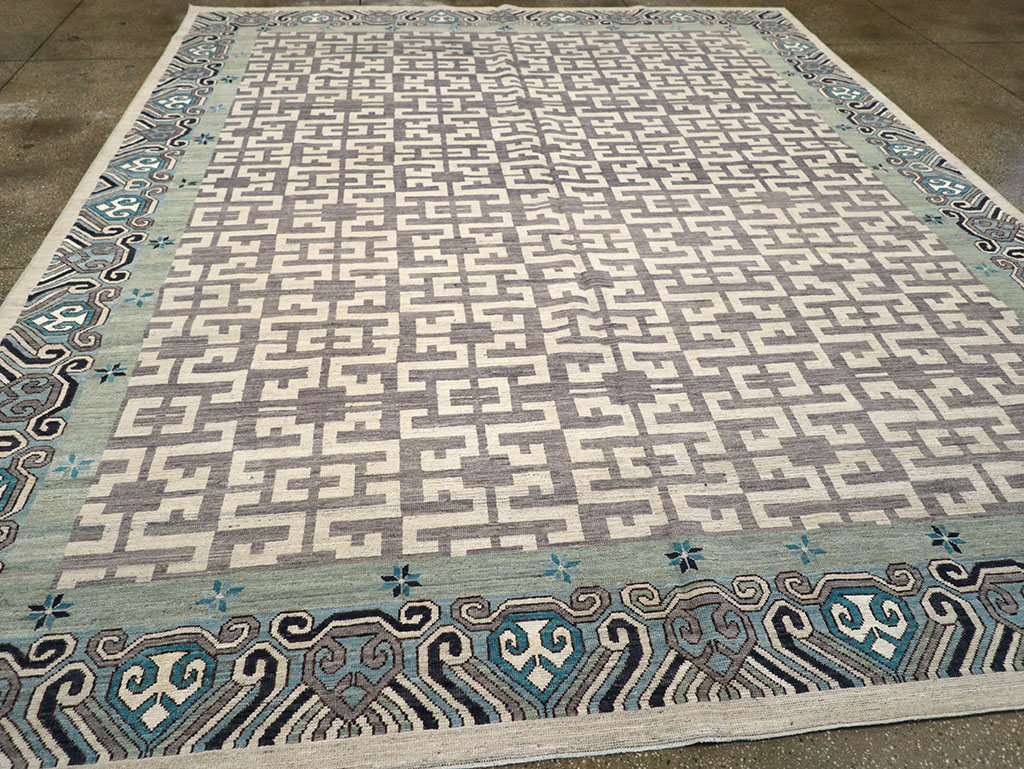 Modern East Turkestan Khotan Room Size Carpet, No.33216 - Staging