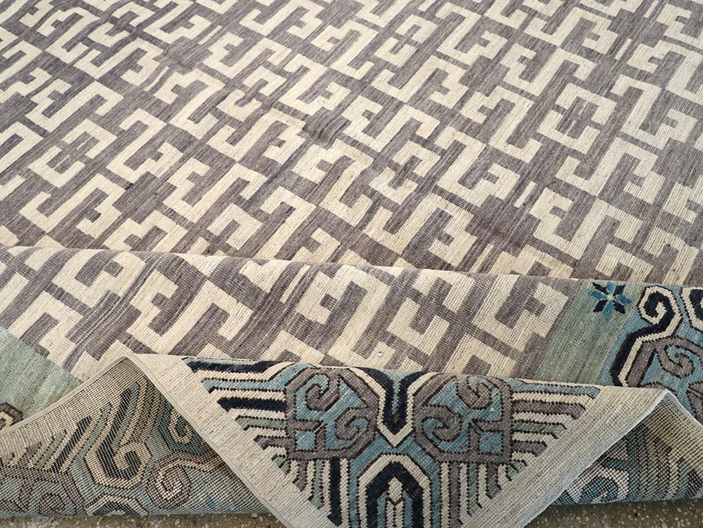 Modern East Turkestan Khotan Room Size Carpet, No.33216 - Staging