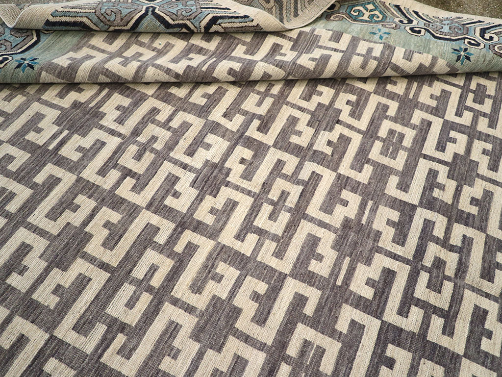 Modern East Turkestan Khotan Room Size Carpet, No.33216 - Staging