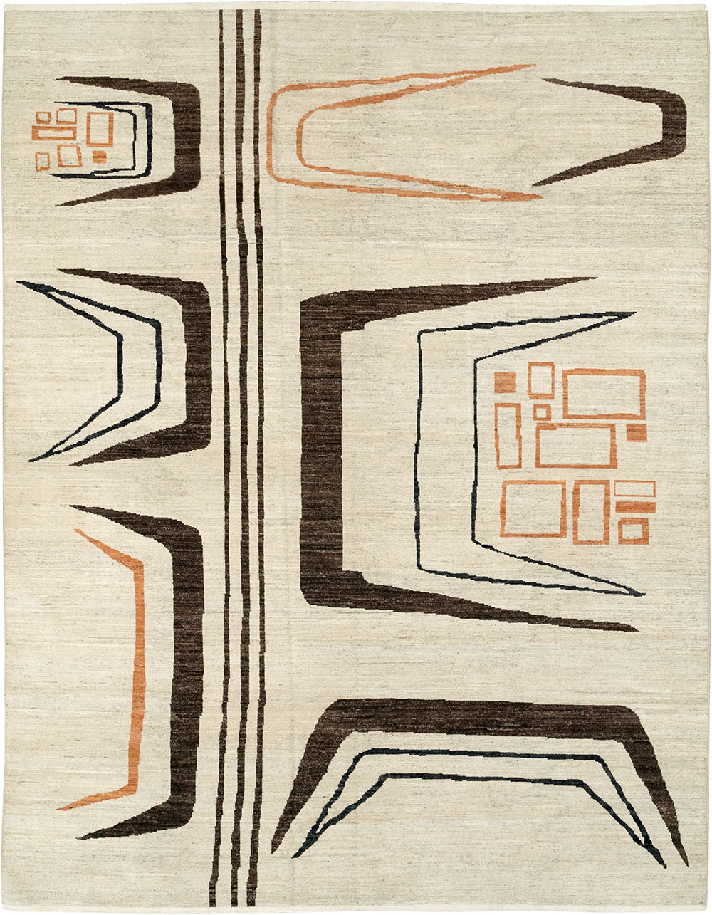 Modern East Turkestan Art Deco Room Size Carpet, No.33218 - Staging